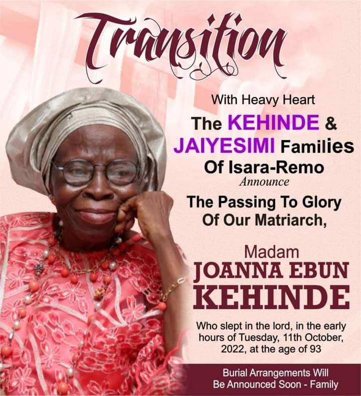 City People Publisher , Dr Seye Kehinde Loses Mother At 93