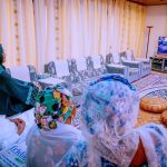 Moment Buhari, Family Watched Voting Process On TV