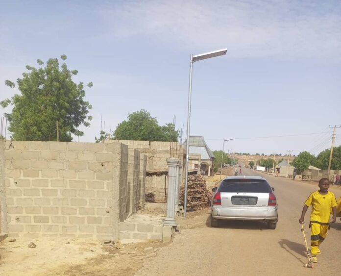 Solar street light at Wurno community. Photograph: Promise Eze