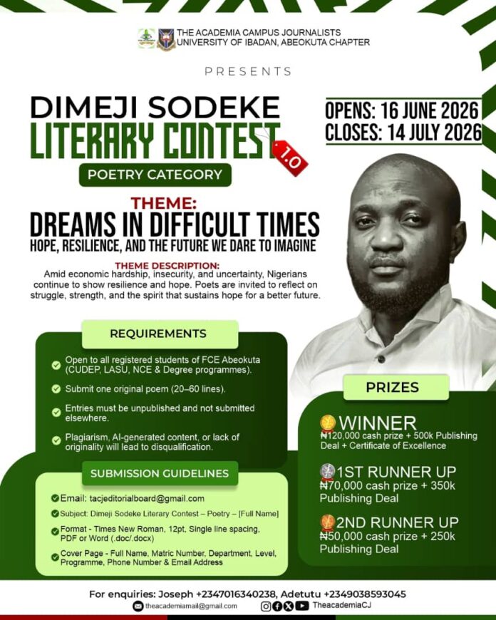 Dimeji Sodeke Literary Contest 1.0 Launched for FCE Abeokuta Students
